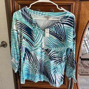 T by Talbots leaf pattern top P NWT